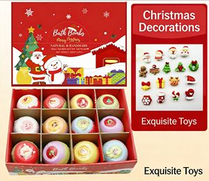 Set de Regalo de 12 Bombas de Baño de Lujo para Niños, con Aceites Esenciales Naturales, Fórmula Hidratante y Relajante, Juguetes Sorpresa, Diversión Navideña - Product Image 3