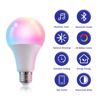 Ampoules LED OEM ODM Alexa et Google Assistant, ampoule à commande par application, 9W 10W 12W 15W, ampoule LED intelligente, lumières RGB, lampe Tuya
