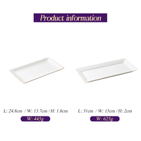 Assiettes Modernes en Porcelaine Fine Blanches avec Bordure Dorée, Écologiques et Personnalisables pour la Restauration (Vente en Gros)