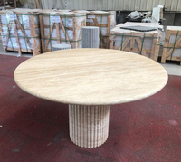 Table basse italienne en marbre calcaire Table basse ronde en marbre