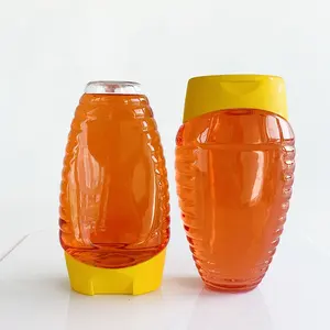 Botol Sirup Madu Plastik Terbalik, dengan Tutup Melengkung, Botol Sirup Pemeras Katup Silikon