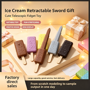 Épée télescopique 3D imprimée en forme de crème glacée, jouet rétractable pop-up, bâton anti-stress mignon, jouet sensoriel pour cadeau de fête - Product Image 3