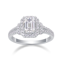 Bague de fiançailles pour femmes personnalisable en or blanc 925 argent sterling D VVS Moissanite à tige fendue