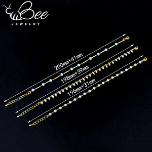 Joyería Little Bee al por Mayor, Tobilleras de Cobre para Mujer, Chapadas en Oro de 18K, con Perlas de Imitación, Resistentes al Agua, Regalo Moderno - Product Image 5
