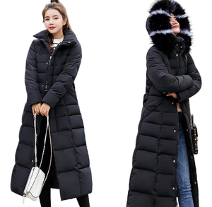 Women's Jacket <strong>Long</strong> <strong>Body</strong> <strong>Warmer</strong> Thick Woven Coats for <strong>Ladies</strong> Detachable Fur Collar Padded Puffer Down Jacket - Product Image 2