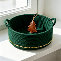 Cesta de Almacenamiento Redonda de Cuerda de Algodón Moderna, Ecológica y Ahorradora de Espacio para Escritorio, para Guardar Llaves, Bocadillos y Juguetes