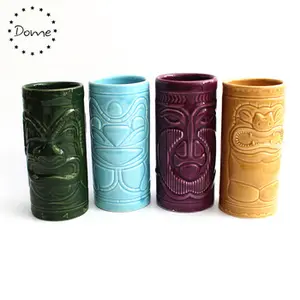 Wholesale Multi-color Modern Tiki Gods Unique Ceramic Tiki Mug for Bar Cocktail