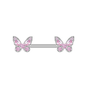 Piercing de Pezón de Acero Inoxidable con Zirconia en Forma de Mariposa, 14mm, Set de Piercings Corporales Modernos para Unisex, Regalo para Fiestas - Product Image 4