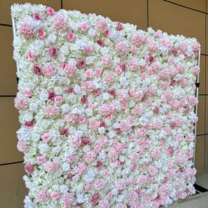 Hermosas Decoraciones de Pared de Flores Rosadas de Seda Artificial de Lujo, Rollo 3D/5D de Rosas Blancas para Bodas, Fondo de Pared Floral de 8 pies x 8 pies - Product Image 3