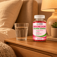 Gummies au magnésium et aux fraises avec vitamines B6, D3, L-théanine, camomille, sans sucre, supplément alimentaire à croquer, 60 gummies