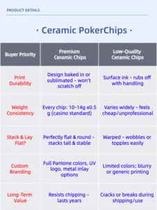 رقائق بوكر سيراميك مطبوعة بصور ورموز QR مخصصة، 10 جرام، متينة وصديقة للبيئة، متوفرة بالجملة للهدايا الترويجية والألعاب المنزلية - Product Image 4