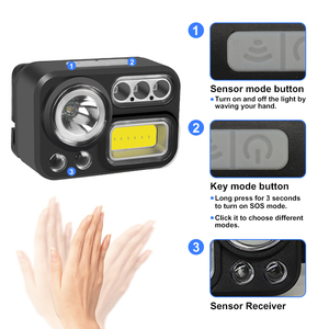 Nuevas llegadas multifuncional USB recargable faro COB al aire libre emergencia linterna antorcha iluminación pesca LED faro - Product Image 4