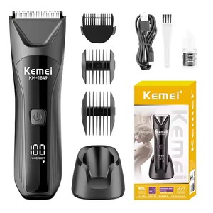 Recortadora de vello corporal eléctrica Kemei Km-1849 para hombres, inalámbrica, segura para la piel, resistente al agua IPX7, con base de carga. - Product Image 2