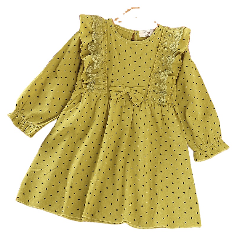Midi Dresses Girls Yellow Polka Dot Dress Polka Frock Elegant