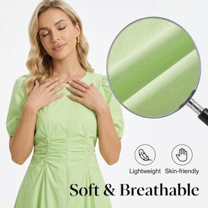 Abito lungo da donna in cotone 100% senza maniche, <span class=keywords><strong>con</strong></span> arricciature, linea ad A, casual, in tessuto stampato digitalmente, stile vintage country francese - Product Image 6