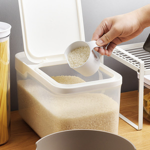 Juego de contenedores de almacenamiento de granos transparentes Recipiente de almacenamiento de harina de cereales para el hogar Contenedor de arroz de gran capacidad - Product Image 2