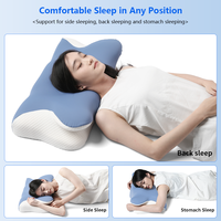 Bleu Blanc Ergonomique Ventre Dossier Oreiller Mousse À Mémoire Dormir Oreiller Cervical Cou Épaule Soulagement De La Douleur