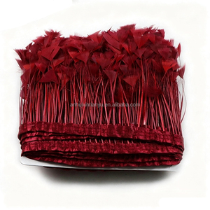 Passamaneria triangolare in piume di tacchino con frange, rifinitura cucita su nastro di raso per matrimoni, carnevale, abiti e artigianato - Product Image 4