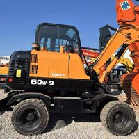 Excavatrice sur pneus Hyundai60 d'occasion, mini-pelle coréenne de 6 tonnes, système hydraulique complet, faible nombre d'heures, livraison rapide, expédition mondiale