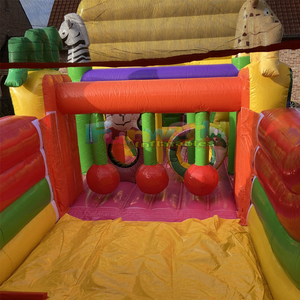 Jungle run <b>inflatable</b> bounce <b>house</b> obstacle course for adults commercial monkey bouncy castle with slide combo - Product Image 3