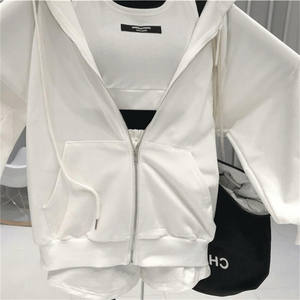 Ensembles Décontractés Trois Pièces <span class=keywords><strong>Femme</strong></span> Gilet <span class=keywords><strong>Short</strong></span> à Cordon Veste Zippée à Capuche Survêtements Sportifs Solides pour <span class=keywords><strong>Femme</strong></span> - Product Image 3