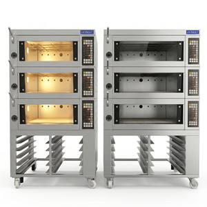 Horno de Vapor de 3 Niveles con 2-3 Bandejas para Aplicaciones Industriales de Panadería con Gestión Inteligente de Temperatura y Estante para Bandejas - Product Image 2