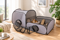 Parc de jeu portable pour animaux de compagnie, tente pour chat avec tunnel, maille respirante pour intérieur et extérieur, grand espace 160x80x75cm, chats, chiens, lapins