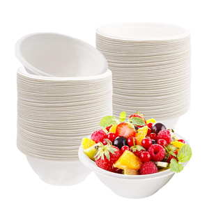 Produsen China Wadah Makanan Berkualitas Tinggi Sekali Pakai Komposabel Mangkuk Bulat Kertas Salad Sup Bagasse - Product Image 4