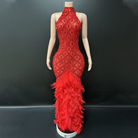 Robe de soirée chic Novance Y5059-D sans manches, robes de club grande taille, cristaux, robes rouges sexy, robes de soirée élégantes pour femmes