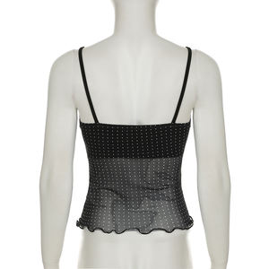 Top Corto de Punto Transparente con Lentejuelas, Color Negro, Verano 2026, Oferta - Product Image 6