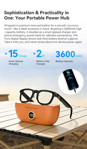 Lunettes intelligentes AI, appels sans fil, musique, <span class=keywords><strong>enregistreur</strong></span> vidéo, 32 Go, stabilisation d'image, étui de charge magnétique, caméra mains libres - Product Image 3