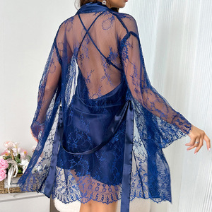 Nouvelle <span class=keywords><strong>chemise</strong></span> <span class=keywords><strong>de</strong></span> <span class=keywords><strong>nuit</strong></span> sexy en dentelle respirante à manches longues pour femmes, vêtements <span class=keywords><strong>de</strong></span> <span class=keywords><strong>nuit</strong></span> pour la maison, commerce extérieur transfrontalier - Product Image 3