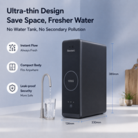 Système de filtration d'eau RO ultra-plat 1000 GPD 126 mm sous évier, 5 couches de filtration, sans réservoir, robinet intelligent TDS électrique, usage domestique