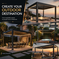 Pergola motorisée extérieure imperméable avec stores en aluminium réglables, design moderne autoportant pour jardin, patio, cour arrière