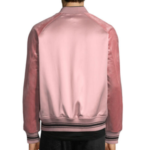 New Fashionable 100% Polyester Satin Bomber Baseball Winter Jacket Woodland Men Jacket - Product Image 4