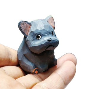 Figurine de bouledogue français en bois 3x4x4cm, décoration animale faite à la main, ornement de bureau, cadeau artisanal pour la décoration de la maison - Product Image 5