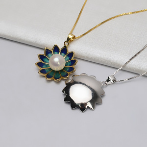 Pendentif en argent S925, lotus, pour femmes, bricolage, perle, plateau vide 9-12, accessoires de bijoux, design simple, coiffe avec chaînes, lot 866 - Product Image 2