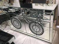 Table d'appoint moderne de luxe, buffet rectangulaire scintillant, élégante table circulaire à manger en cristal pour la maison, l'hôtel et le salon
