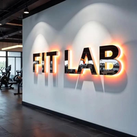 Enseigne murale personnalisée en métal doré 3D avec lettres en relief pour réception, enseigne lumineuse LED en métal pour intérieur/extérieur
