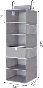 Grand organisateur de placard <span class=keywords><strong>suspendu</strong></span> à 6 étagères avec 1 <span class=keywords><strong>tiroir</strong></span> en tissu plastique PP pour vêtements chaussures sacs pour armoires armoires - Product Image 3