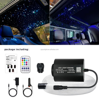 Kit de 400 mini-projecteurs à fibres optiques scintillantes 6W de 2m pour plafond de voiture, activés par le son, avec contrôle via application et télécommande