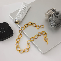 Collier Chic et Moderne Minimaliste en Acier Inoxydable Plaqué Or 18K, Chaîne Chunky à Maillons Multiples avec Fermoir OT, Design Géométrique, Bijou Cadeau