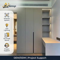 Aimsp - Meuble de chambre à coucher moderne de luxe avec éclairage LED intégré, bureau intégré, solution gain de place, meubles personnalisables