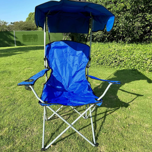 Lightweight Portable Camping and Fishing <strong>Chair</strong> <strong>with</strong> Canopy Shade Comfortable <strong>Arm</strong> Beach <strong>Chair</strong> <strong>with</strong> Cup Holder - Product Image 1