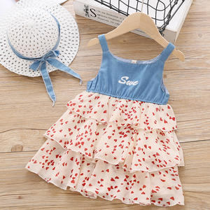 Vente en gros de nouvelles robes de princesse superposées en jean pour filles, provenant d'une usine de vêtements pour enfants en Chine - Product Image 3