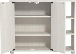 Modern ahşap <span class=keywords><strong>2</strong></span>-Door bağlantısız ayakkabı raf 12-Pair kapasiteli <span class=keywords><strong>3</strong></span> raflar için Entryway koridor yatak odası ajanda krem - Product Image 3