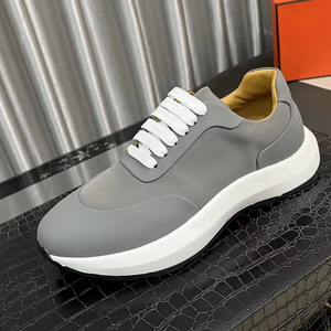 Zapatillas de Lujo con Cordones de Cuero Genuino de Alta Calidad, Zapatillas Deportivas de Diseño Moderno con Suela Gruesa Antideslizante - Product Image 5