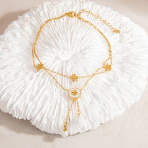 Tobillera con Colgante Chapada en Oro de 18K, de Doble Capa, de Acero Inoxidable, que Conserva el Color, a la Moda, Versátil y Elegante - Product Image 2