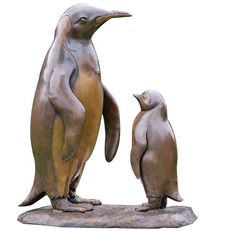 ブロンズペンギン彫刻鳥彫刻大モダン抽象アートガーデン