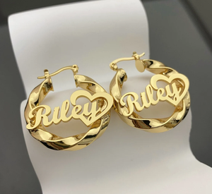Qiuhan personnalisé en acier inoxydable 30mm boucles <span class=keywords><strong>d</strong></span>'oreilles <span class=keywords><strong>collier</strong></span> Figaro chaîne <span class=keywords><strong>ensemble</strong></span> bijoux pour femmes cadeau personnalisé nom coeur <span class=keywords><strong>ensemble</strong></span> - Product Image 5